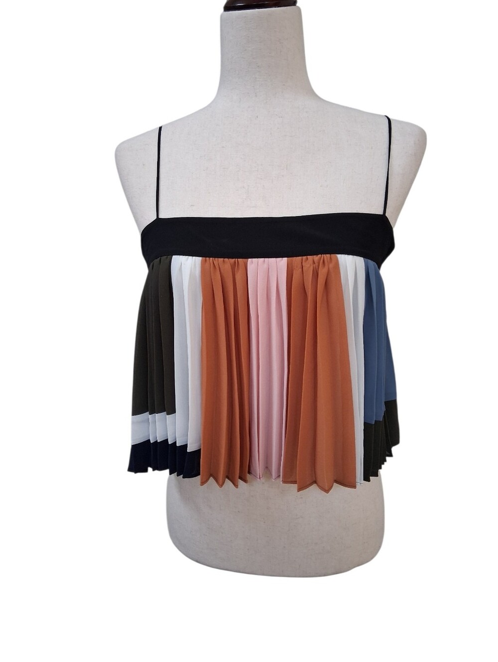 Veronica Beard Janie Pleated Top Dove Multi Colorblock Tank NWOT Size 2